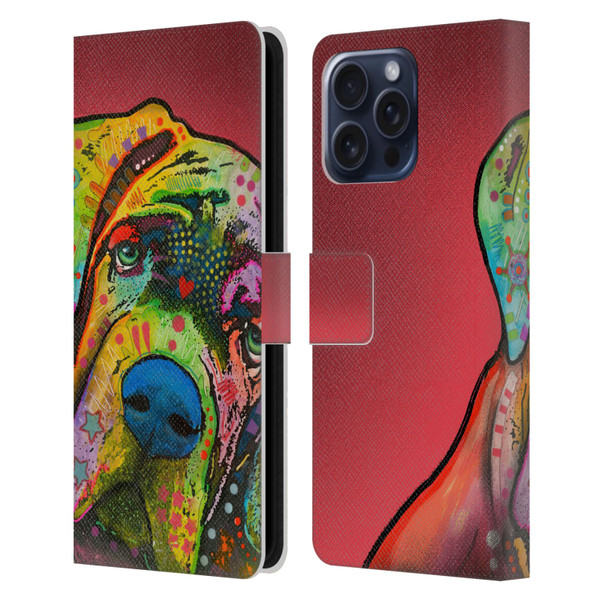 Dean Russo Dogs Mastiff Leather Book Wallet Case Cover For Apple iPhone 16 Pro Max