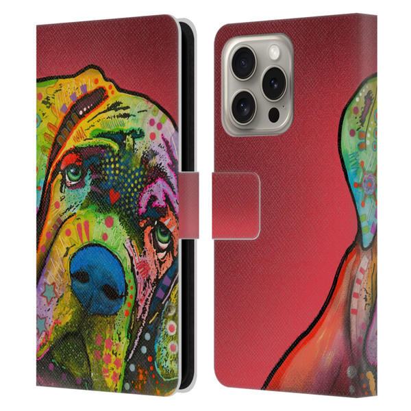 Dean Russo Dogs Mastiff Leather Book Wallet Case Cover For Apple iPhone 16 Pro