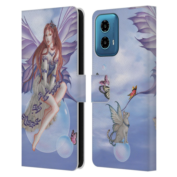 Nene Thomas Bubbles Purple Lace Fairy On Cat Leather Book Wallet Case Cover For Motorola Moto G34 5G