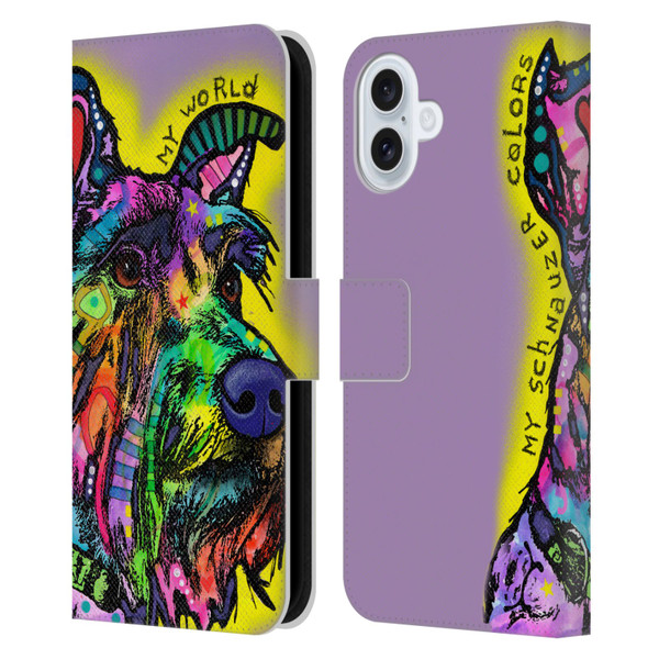 Dean Russo Dogs 3 My Schnauzer Leather Book Wallet Case Cover For Apple iPhone 16 Plus