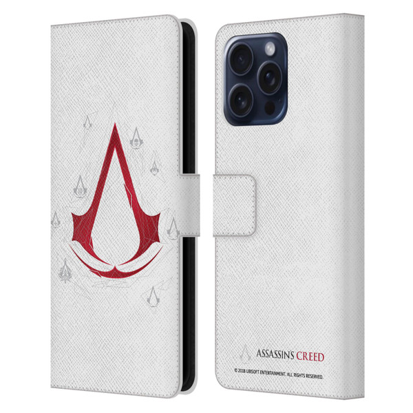 Assassin's Creed Legacy Logo Geometric White Leather Book Wallet Case Cover For Apple iPhone 16 Pro Max