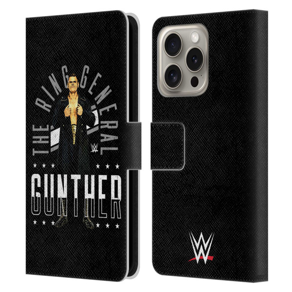 WWE Gunther Ring General Leather Book Wallet Case Cover For Apple iPhone 16 Pro