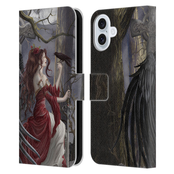 Nene Thomas Deep Forest Dark Angel Fairy With Raven Leather Book Wallet Case Cover For Apple iPhone 16 Plus