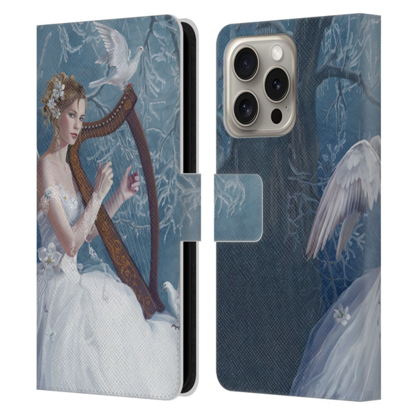 Nene Thomas Deep Forest Chorus Angel Harp And Dove Leather Book Wallet Case Cover For Apple iPhone 16 Pro