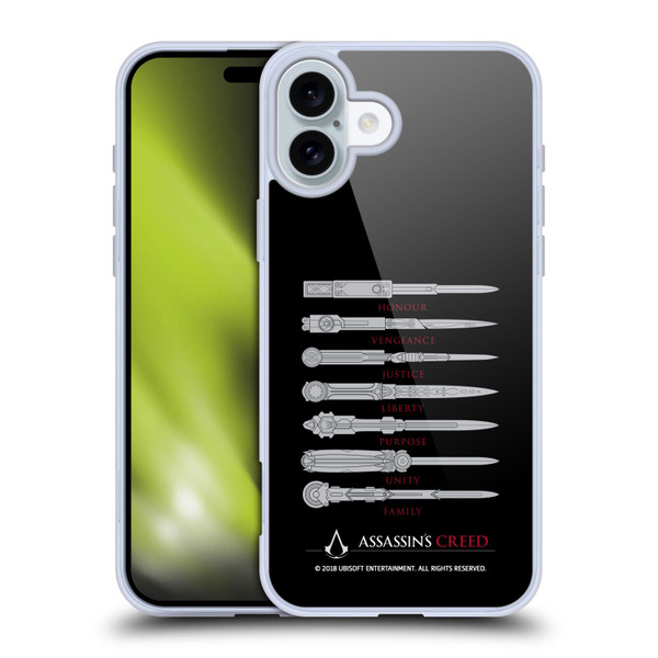 Assassin's Creed Legacy Typography Blades Soft Gel Case for Apple iPhone 16 Plus