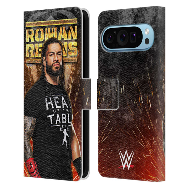 WWE Roman Reigns Grunge Leather Book Wallet Case Cover For Google Pixel 9 / Pixel 9 Pro