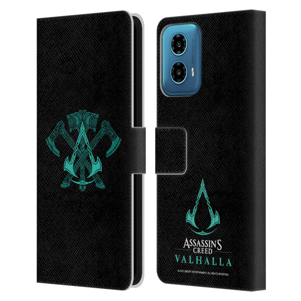 Assassin's Creed Valhalla Symbols And Patterns ACV Weapons Leather Book Wallet Case Cover For Motorola Moto G34 5G