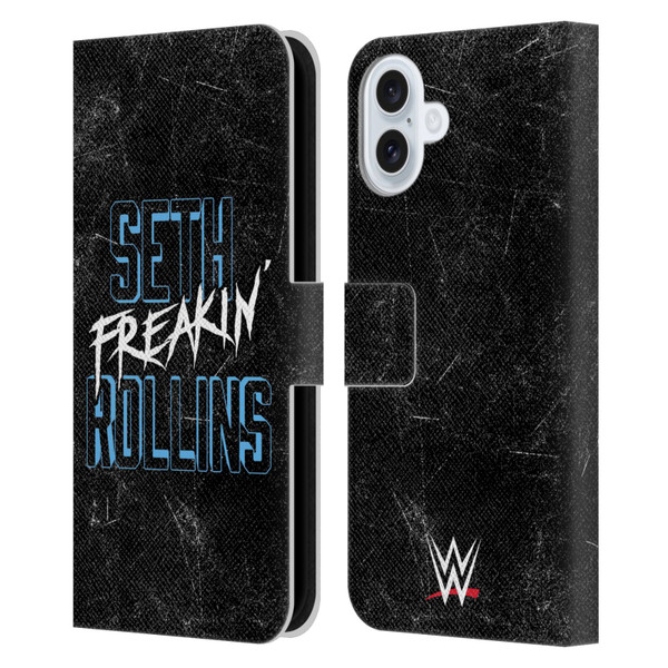 WWE Seth Rollins Logotype Leather Book Wallet Case Cover For Apple iPhone 16 Plus