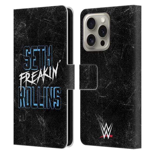 WWE Seth Rollins Logotype Leather Book Wallet Case Cover For Apple iPhone 16 Pro