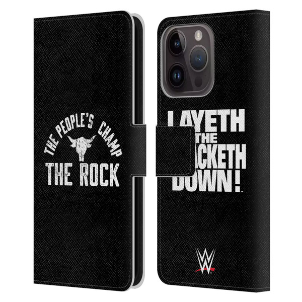 WWE The Rock The People's Champ Leather Book Wallet Case Cover For Apple iPhone 15 Pro
