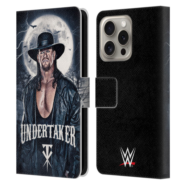 WWE The Undertaker Portrait Leather Book Wallet Case Cover For Apple iPhone 16 Pro