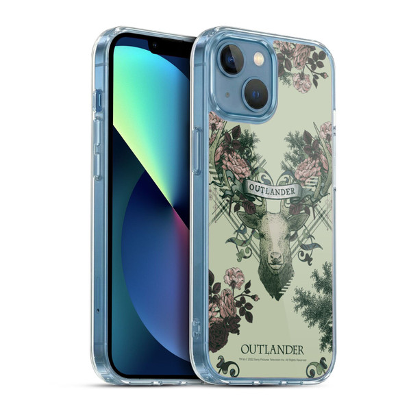Outlander Composed Graphics Floral Deer Soft Gel Case for Apple iPhone 13 Mini & MagSafe