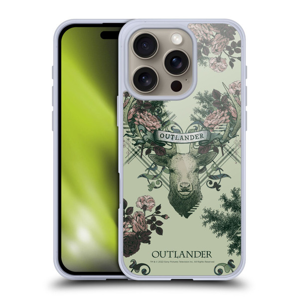 Outlander Composed Graphics Floral Deer Soft Gel Case for Apple iPhone 16 Pro