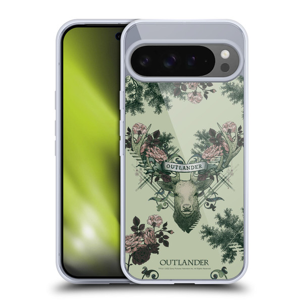 Outlander Composed Graphics Floral Deer Soft Gel Case for Google Pixel 9 Pro XL