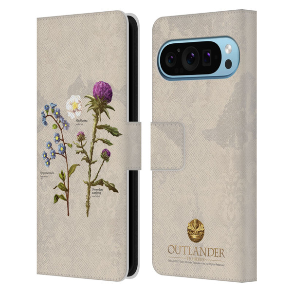 Outlander Graphics Flowers Leather Book Wallet Case Cover For Google Pixel 9 / Pixel 9 Pro