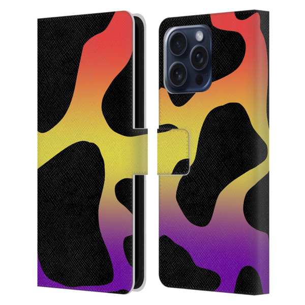 Grace Illustration Cow Prints Sunset Leather Book Wallet Case Cover For Apple iPhone 16 Pro Max