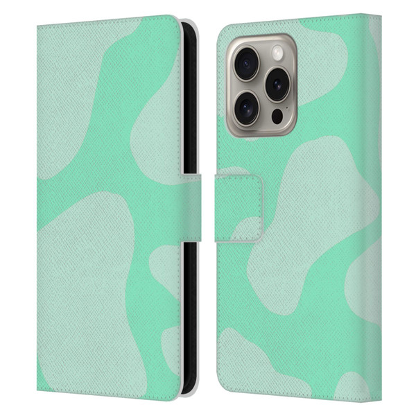 Grace Illustration Cow Prints Mint Green Leather Book Wallet Case Cover For Apple iPhone 16 Pro