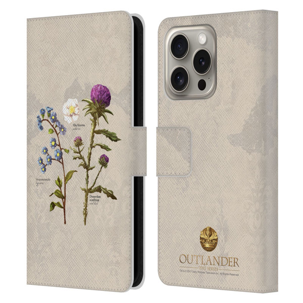 Outlander Graphics Flowers Leather Book Wallet Case Cover For Apple iPhone 16 Pro