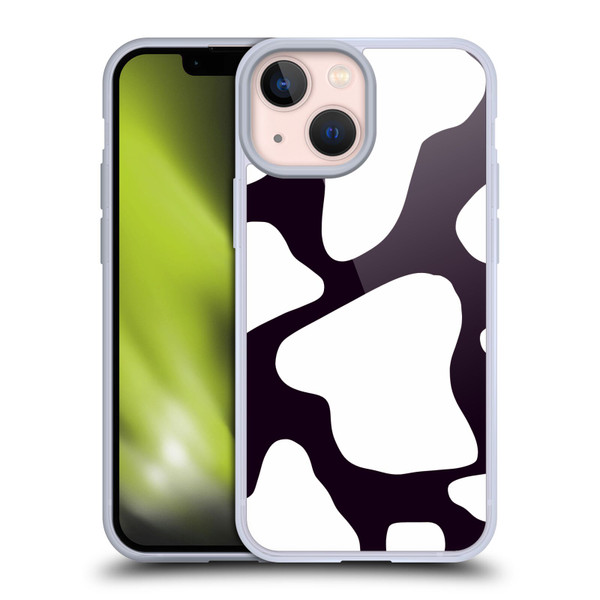 Grace Illustration Cow Prints Black And White Soft Gel Case for Apple iPhone 13 Mini
