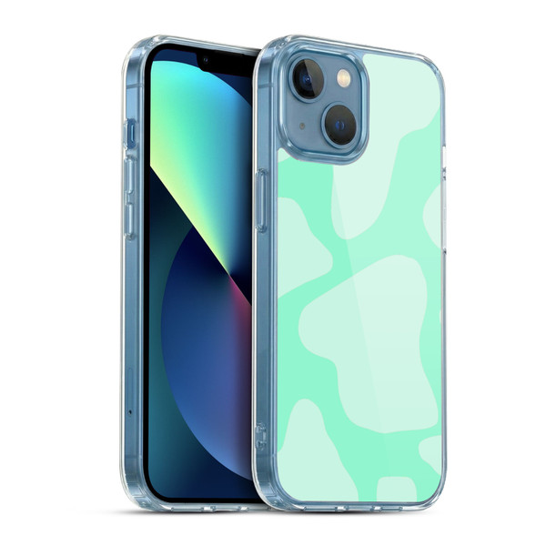 Grace Illustration Cow Prints Mint Green Soft Gel Case for Apple iPhone 13 Mini & MagSafe