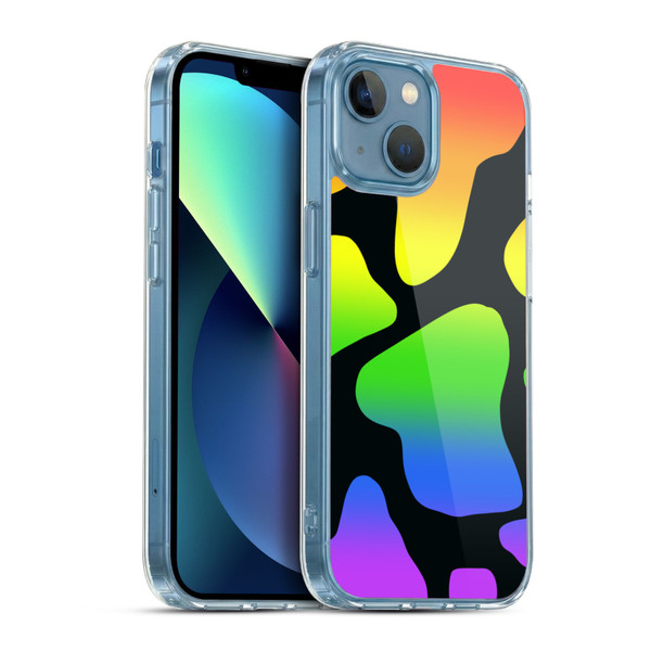 Grace Illustration Cow Prints Rainbow Soft Gel Case for Apple iPhone 13 Mini & MagSafe