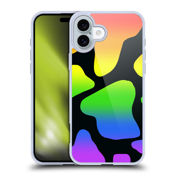 Grace Illustration Cow Prints Rainbow Soft Gel Case for Apple iPhone 16 Plus