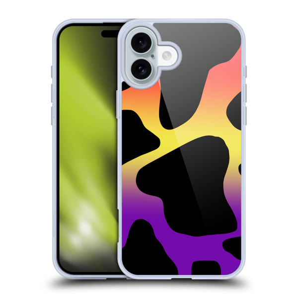 Grace Illustration Cow Prints Sunset Soft Gel Case for Apple iPhone 16 Plus