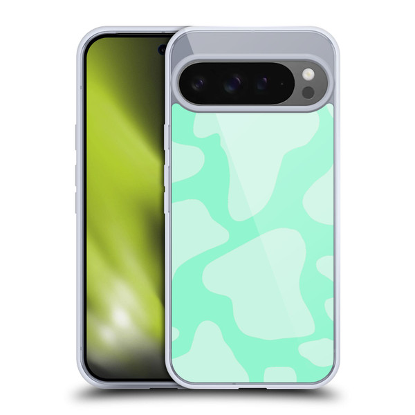 Grace Illustration Cow Prints Mint Green Soft Gel Case for Google Pixel 9 Pro XL
