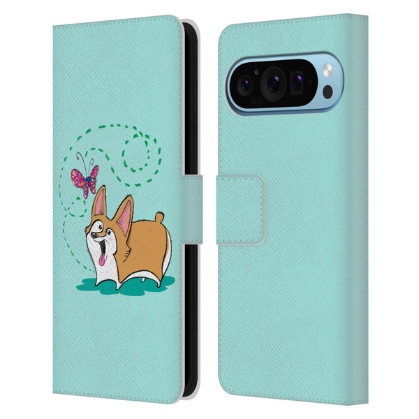 Grace Illustration Dogs Corgi Leather Book Wallet Case Cover For Google Pixel 9 / Pixel 9 Pro