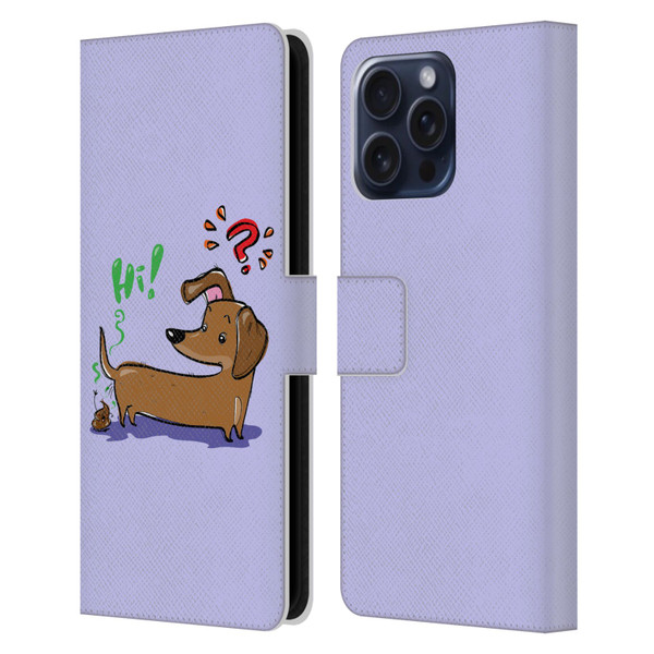 Grace Illustration Dogs Dachshund Leather Book Wallet Case Cover For Apple iPhone 16 Pro Max