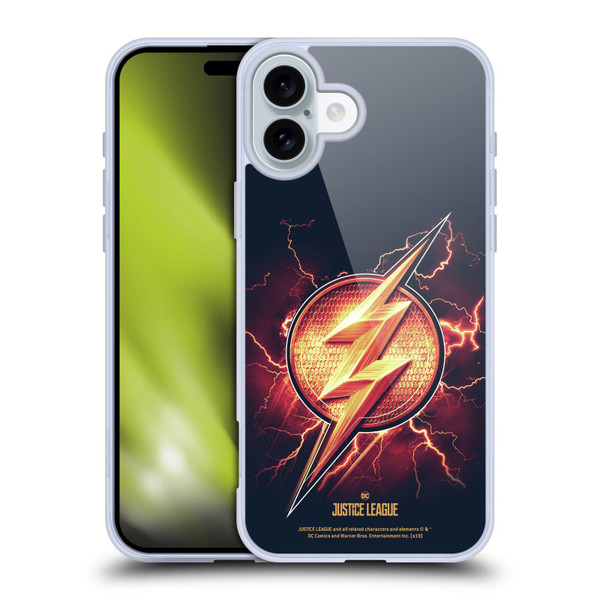 Justice League Movie Logos The Flash 2 Soft Gel Case for Apple iPhone 16 Plus