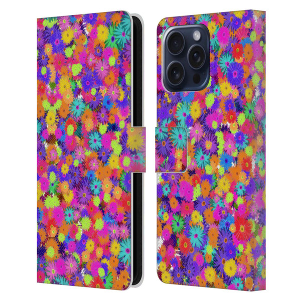 Grace Illustration Lovely Floral Daisies Leather Book Wallet Case Cover For Apple iPhone 16 Pro Max