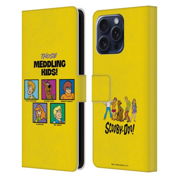 Scooby-Doo Mystery Inc. Meddling Kids Leather Book Wallet Case Cover For Apple iPhone 16 Pro Max