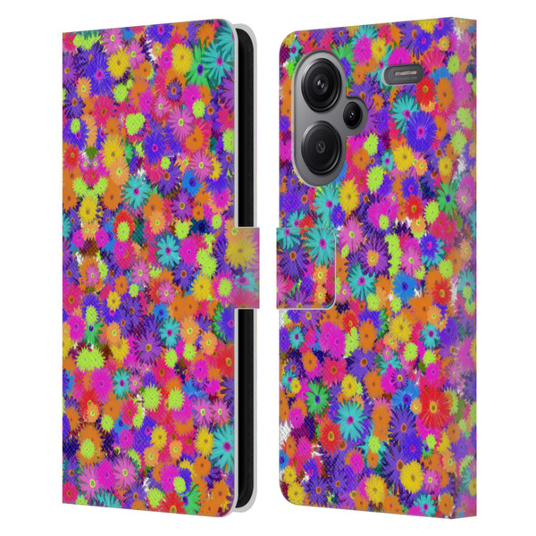 Grace Illustration Lovely Floral Daisies Leather Book Wallet Case Cover For Xiaomi Redmi Note 13 Pro Plus 5G