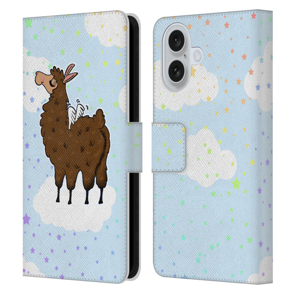 Grace Illustration Llama Pegasus Leather Book Wallet Case Cover For Apple iPhone 16