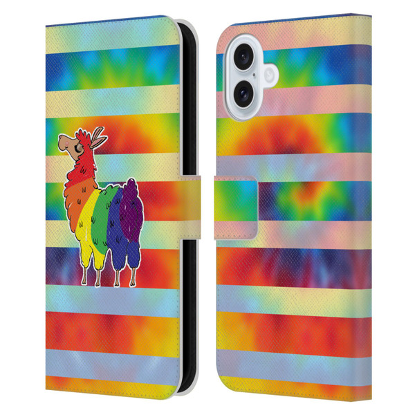 Grace Illustration Llama Pride Leather Book Wallet Case Cover For Apple iPhone 16 Plus