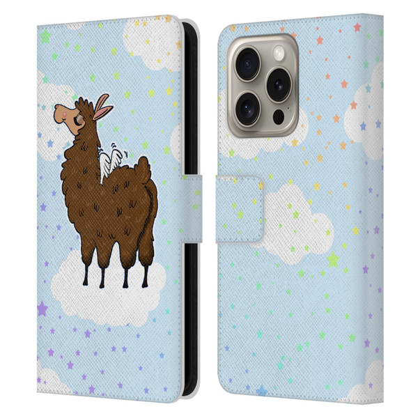 Grace Illustration Llama Pegasus Leather Book Wallet Case Cover For Apple iPhone 16 Pro