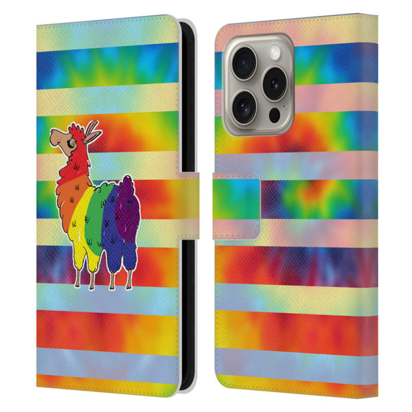 Grace Illustration Llama Pride Leather Book Wallet Case Cover For Apple iPhone 16 Pro