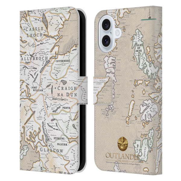 Outlander Seals And Icons Map Leather Book Wallet Case Cover For Apple iPhone 16 Plus