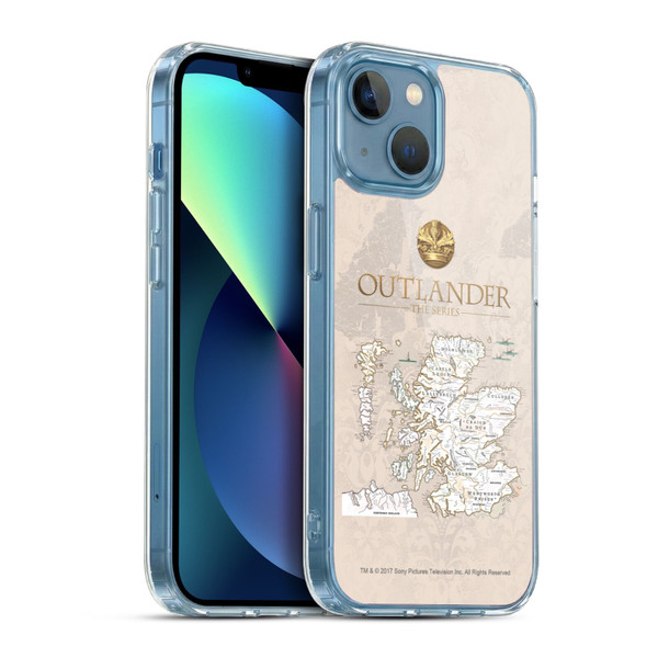 Outlander Seals And Icons Map Soft Gel Case for Apple iPhone 13 Mini & MagSafe