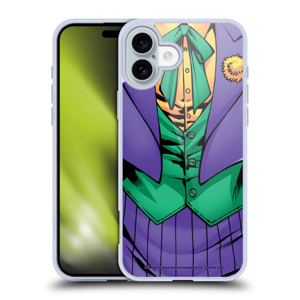 The Joker DC Comics Character Art New 52 Costume Soft Gel Case for Apple iPhone 16 Plus
