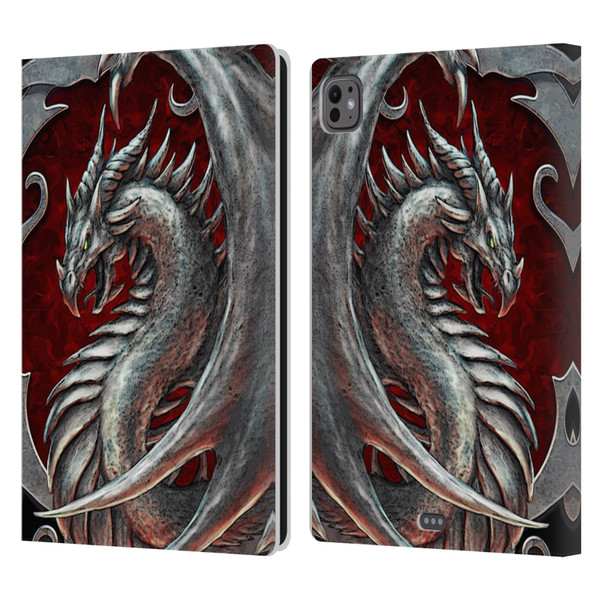 Christos Karapanos Dragons 2 Talisman Silver Leather Book Wallet Case Cover For Apple iPad Pro 11 M4 2024