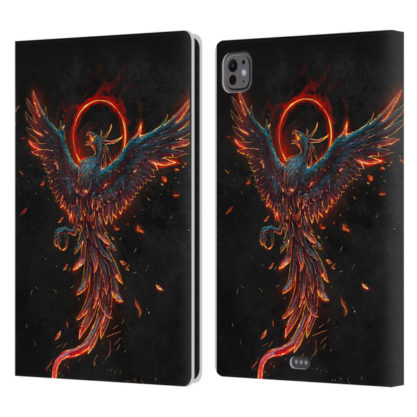 Christos Karapanos Mythical Art Black Phoenix Leather Book Wallet Case Cover For Apple iPad Pro 11 M4 2024