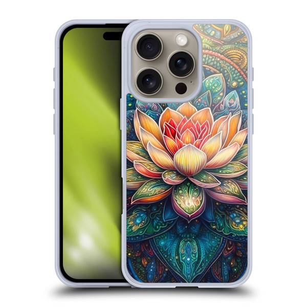 Mark Ashkenazi Multicolor Florals Lotus Soft Gel Case for Apple iPhone 16 Pro