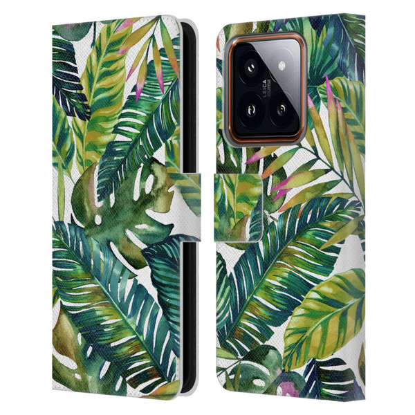 Mark Ashkenazi Banana Life Tropical Leaves Leather Book Wallet Case Cover For Xiaomi 14
