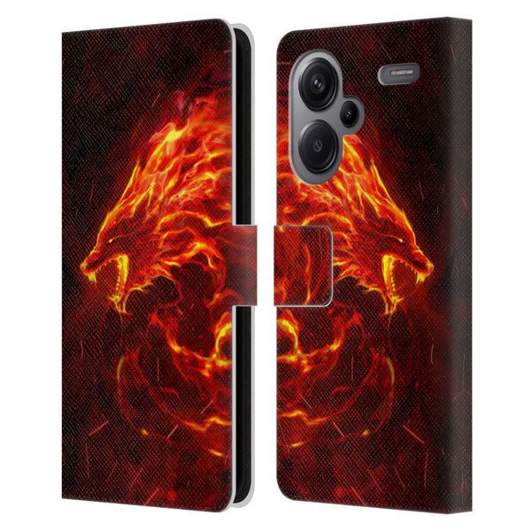 Christos Karapanos Mythical Art Wolf Spirit Leather Book Wallet Case Cover For Xiaomi Redmi Note 13 Pro Plus 5G