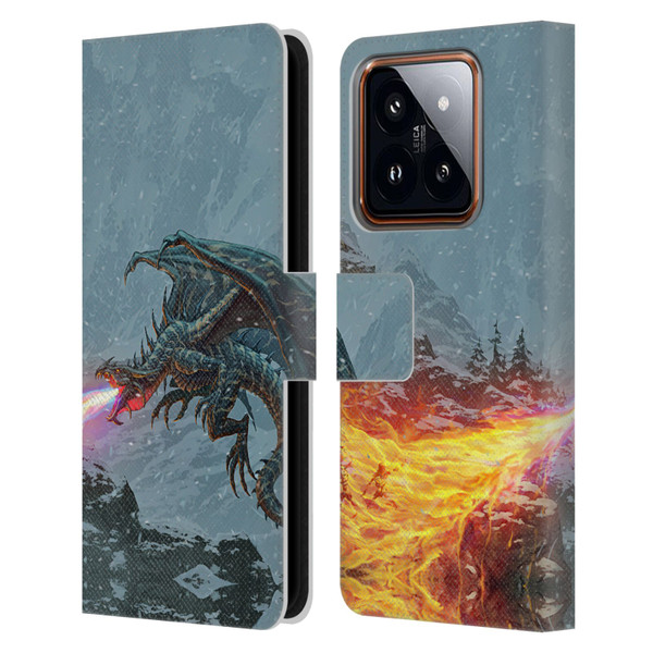 Christos Karapanos Mythical Art Power Of The Dragon Flame Leather Book Wallet Case Cover For Xiaomi 14