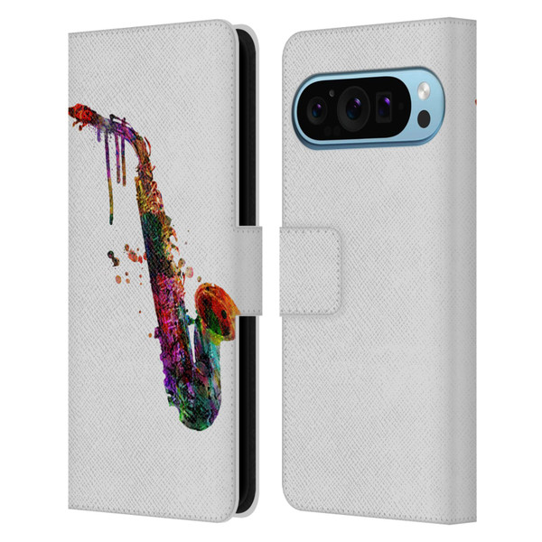 Mark Ashkenazi Music Saxophone Leather Book Wallet Case Cover For Google Pixel 9 / Pixel 9 Pro