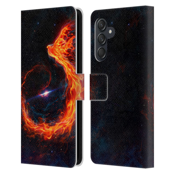 Christos Karapanos Phoenix Out Of Space Leather Book Wallet Case Cover For Samsung Galaxy M55 5G