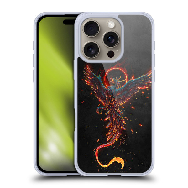 Christos Karapanos Mythical Art Black Phoenix Soft Gel Case for Apple iPhone 16 Pro